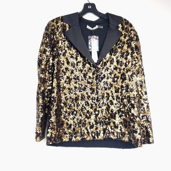 Alice + Olivia Keir Sequin Leopard Print jacket size small new with tags - Picture 6 of 12